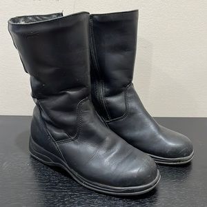 Martino Black Leather Calf High Boots with Wool Lining